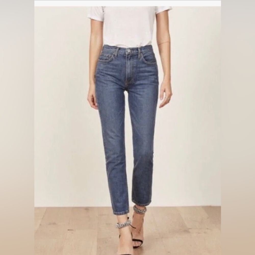 Reformation Julia Crop High Cigarette Jean (Baltic) Size 23